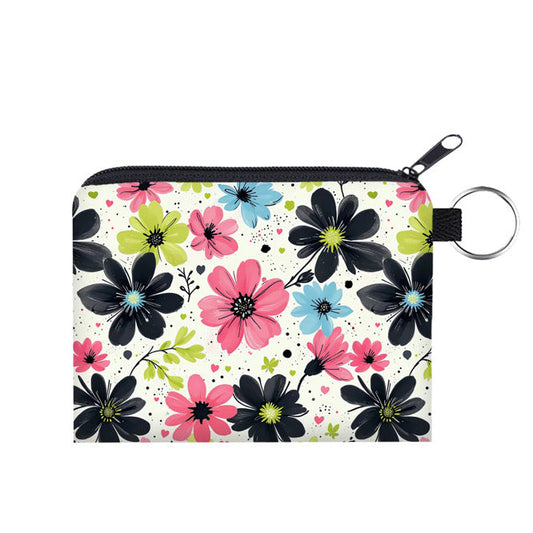 Mini Pouch - Floral Pink Blue Lime Black