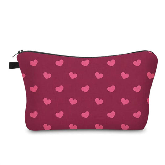 Pouch - Valentine’s Day - Maroon Dark Pink Hearts