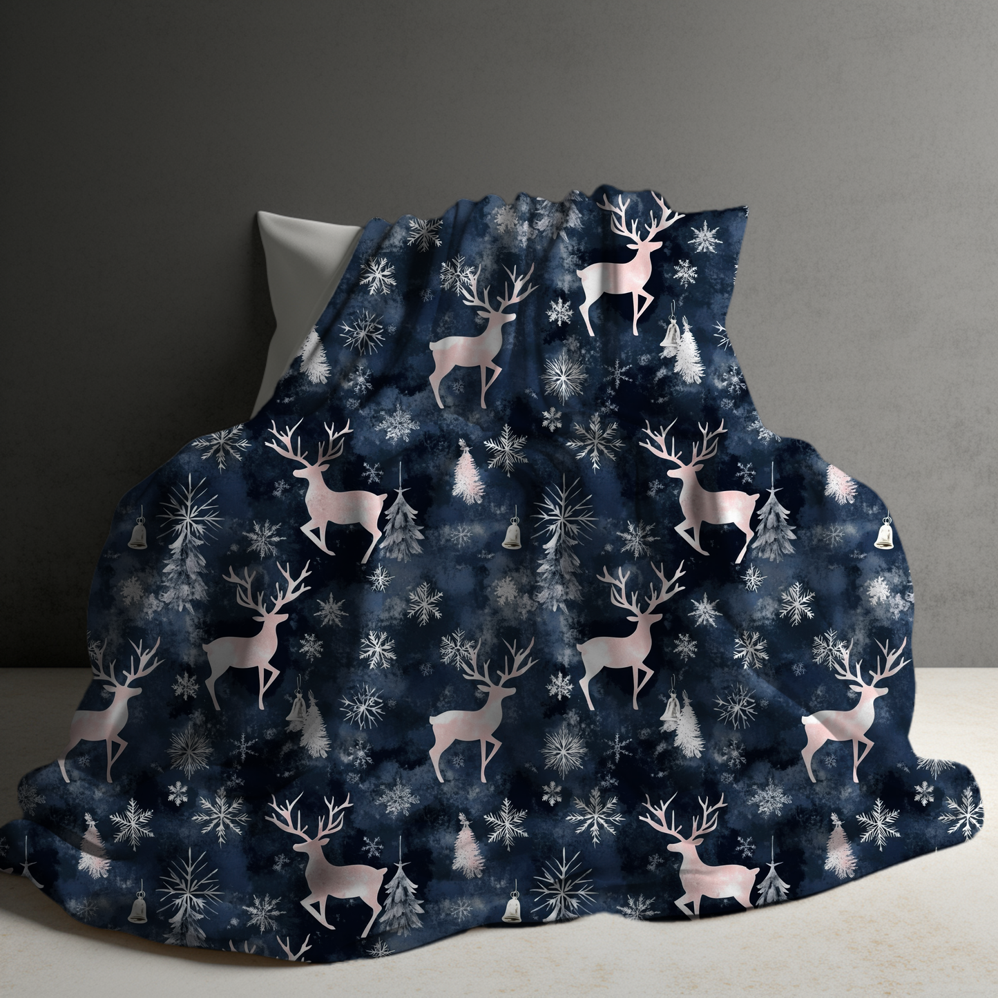 Blanket - Christmas - Navy Deer - PREORDER