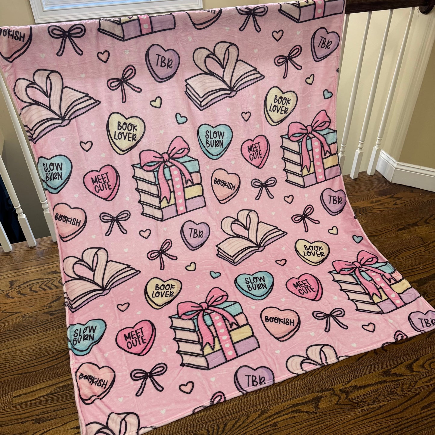 Blanket - Valentine’s Day - Book Hearts Pink