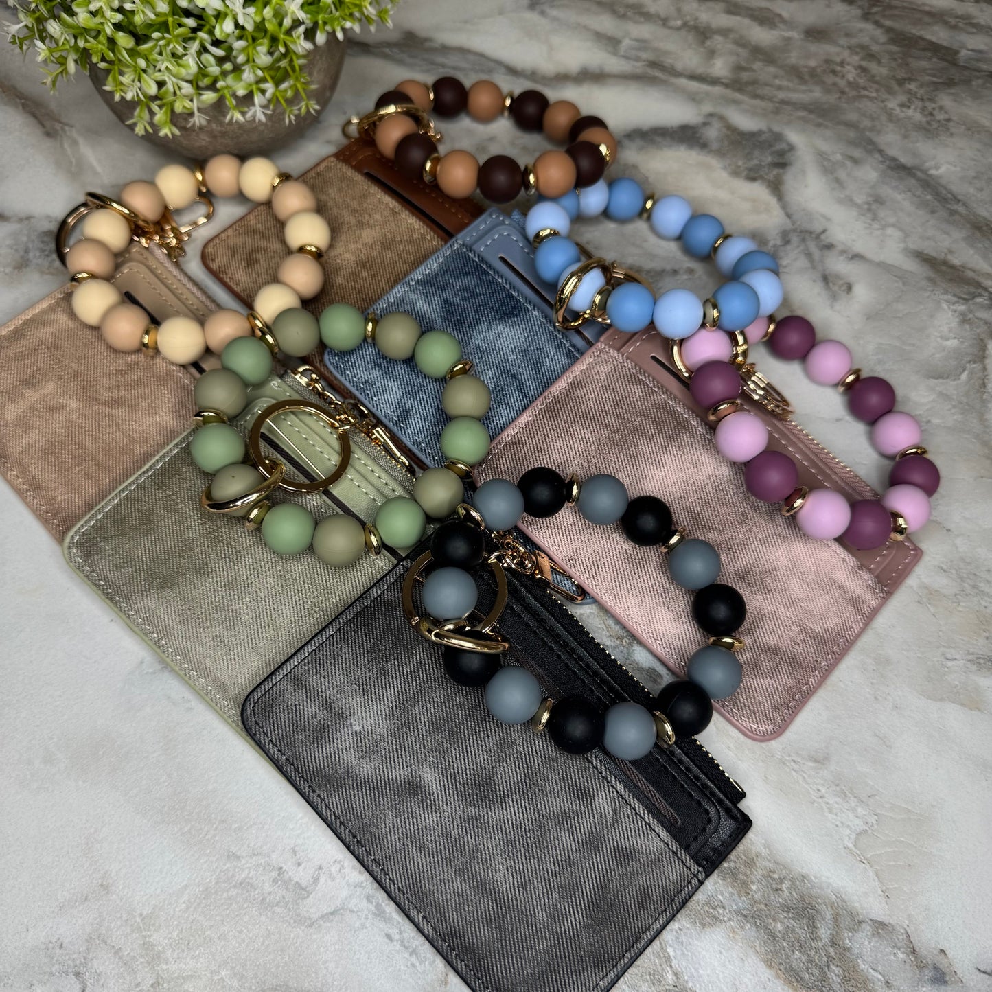Denim Suede Bracelet Keychain & Card Holder Wallet - PREORDER 9/18-9/21