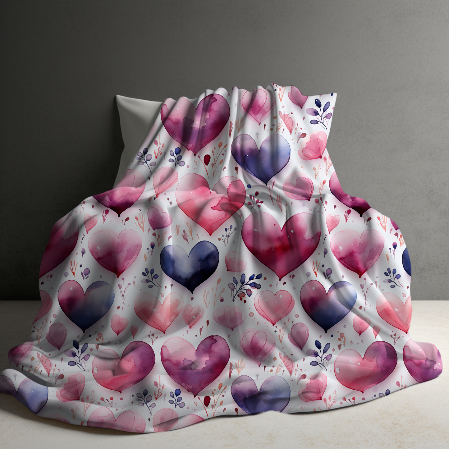 Blanket - Valentine’s Day - Watercolor Hearts - PREORDER