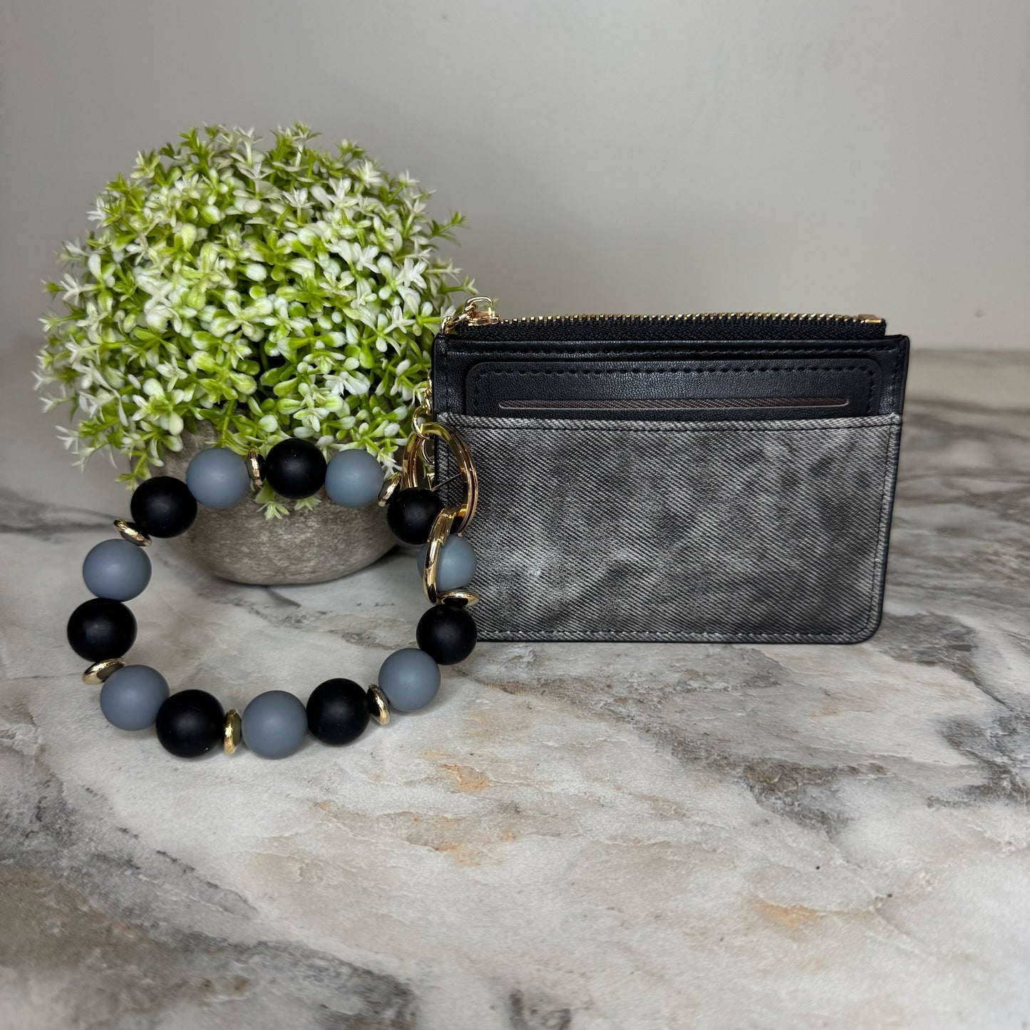 Denim Suede Bracelet Keychain & Card Holder Wallet - PREORDER 9/18-9/21