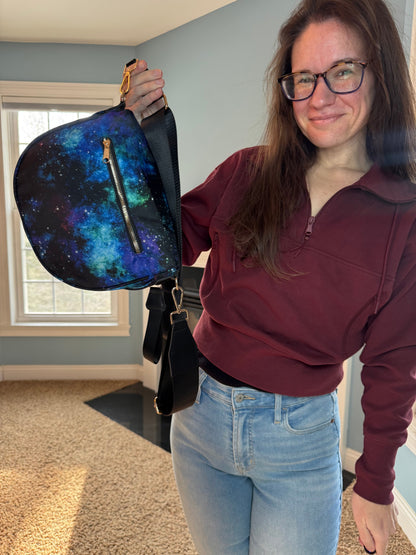 The Roni Nylon Crossbody - Blue Green Purple Galaxy