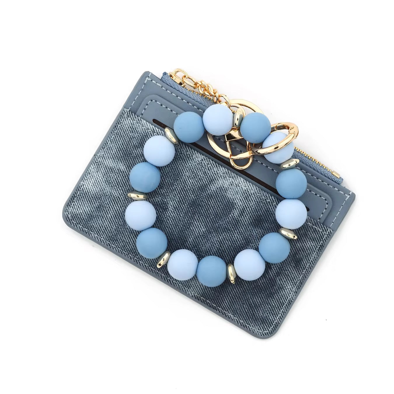 Denim Suede Bracelet Keychain & Card Holder Wallet - PREORDER 9/18-9/21