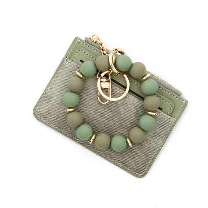 Denim Suede Bracelet Keychain & Card Holder Wallet - PREORDER 9/18-9/21