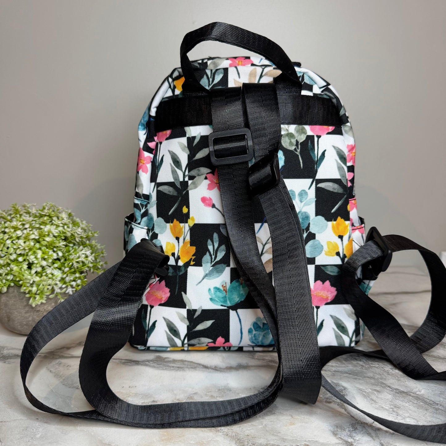 Mini Backpack - Floral Checker