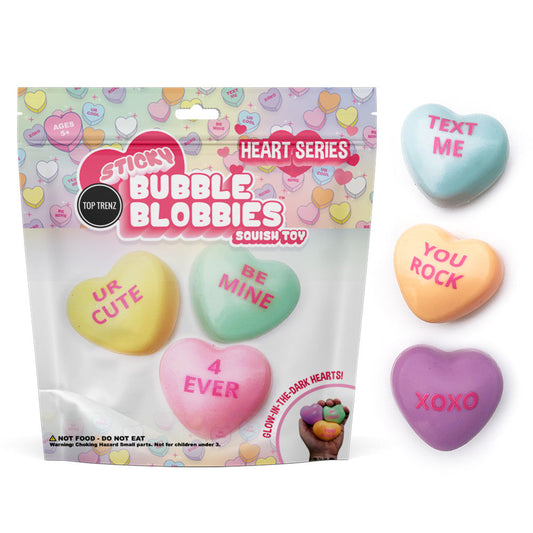 Sticky Bubble Blobbies Toy - Conversation Hearts