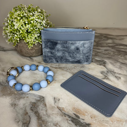Denim Suede Bracelet Keychain & Card Holder Wallet - PREORDER 9/18-9/21