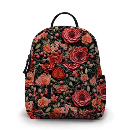 Mini Backpack, Pouch, & Mini Pouch Bundled Set - Embroidery Rose Floral