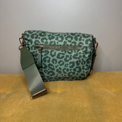 The Roni Nylon Crossbody - Animal Print Dark Green - PREORDER