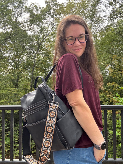 Denim Suede Brooke Backpack + Pouch