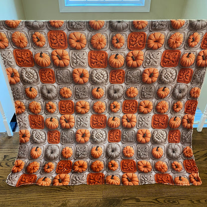 Blanket - Halloween - Knit Pumpkins - PREORDER 7/29-8/1
