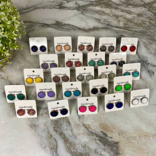 Druzy Stud Earrings - 12mm Mix