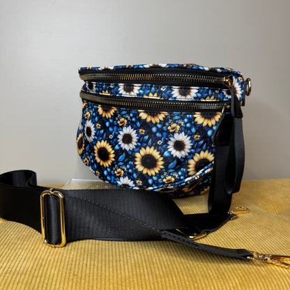 Roni - Nylon Crossbody - Blue Sunflower