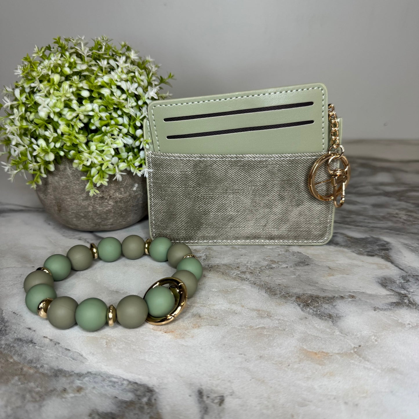 Denim Suede Bracelet Keychain & Card Holder Wallet - PREORDER 9/18-9/21