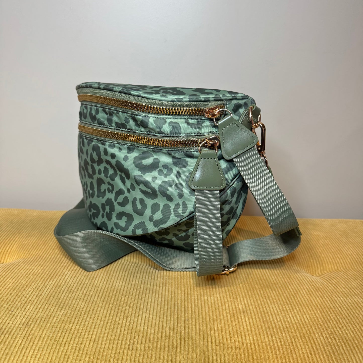 The Roni Nylon Crossbody - Animal Print Dark Green - PREORDER