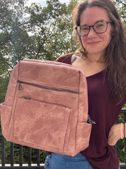 Denim Suede Brooke Backpack + Pouch