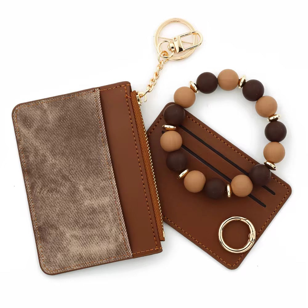 Denim Suede Bracelet Keychain & Card Holder Wallet - PREORDER 9/18-9/21
