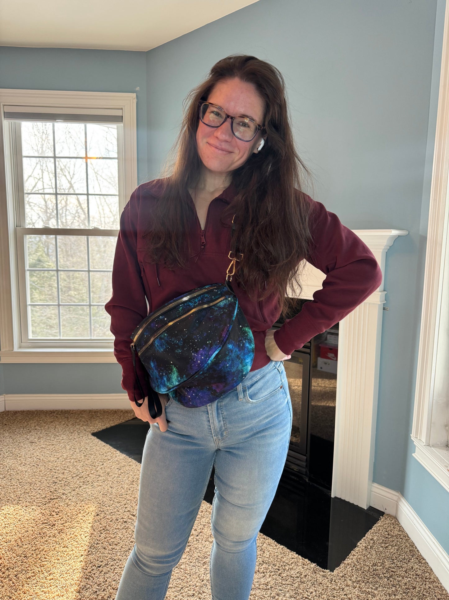 The Roni Nylon Crossbody - Blue Green Purple Galaxy