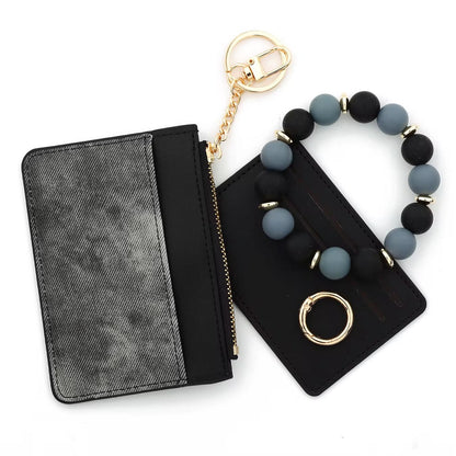 Denim Suede Bracelet Keychain & Card Holder Wallet - PREORDER 9/18-9/21