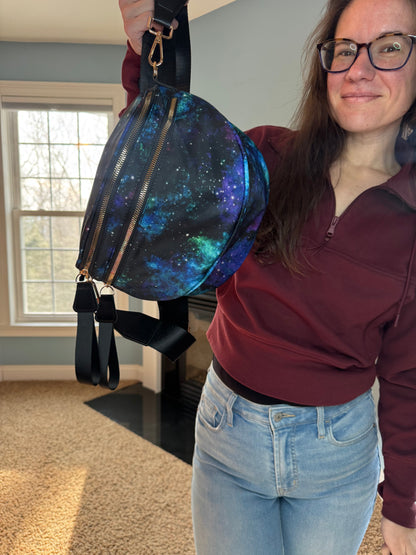 The Roni Nylon Crossbody - Blue Green Purple Galaxy