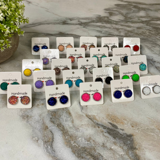 Druzy Stud Earrings - 12mm Mix