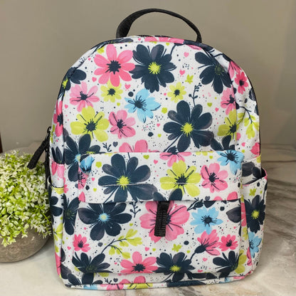 Mini Backpack - Floral Pink Blue Lime Black