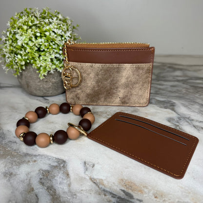 Denim Suede Bracelet Keychain & Card Holder Wallet - PREORDER 9/18-9/21