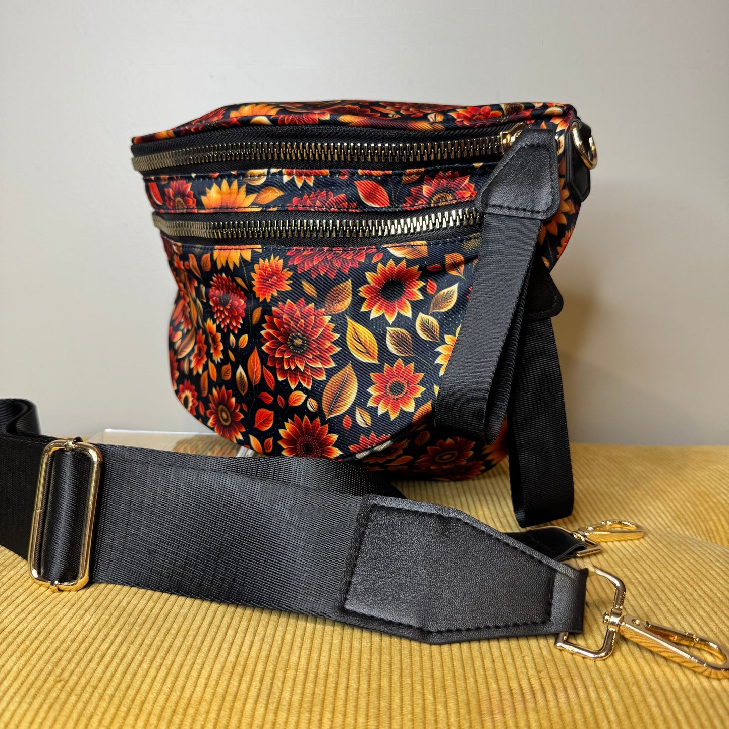 Roni - Nylon Crossbody - Moody Crimson Floral