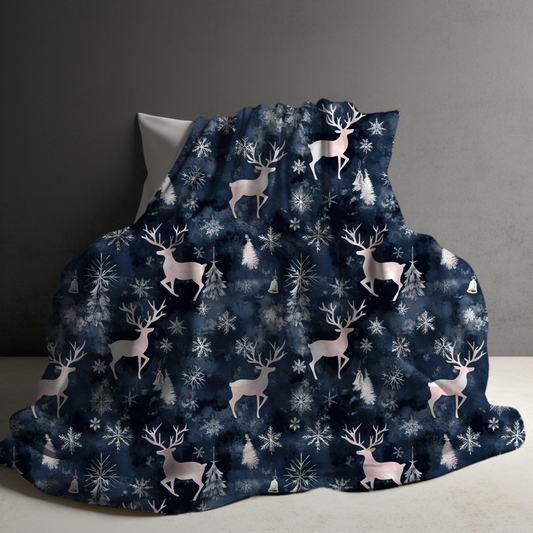 Blanket - Christmas - Navy Deer - PREORDER