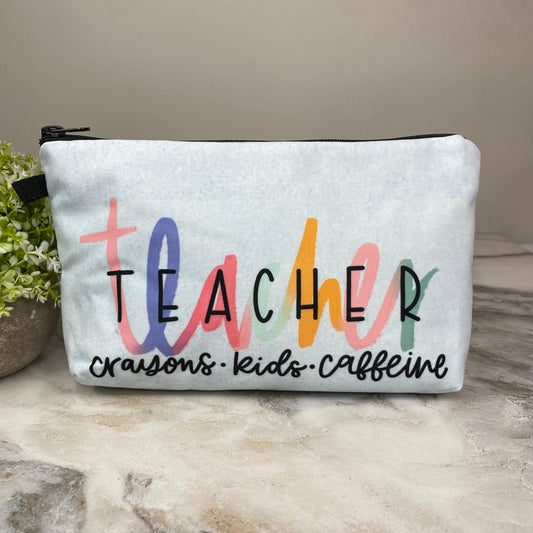 Pouch - Teacher Crayons, Kids, & Caffeine