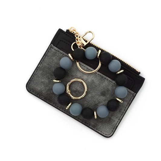 Denim Suede Bracelet Keychain & Card Holder Wallet - PREORDER 9/18-9/21