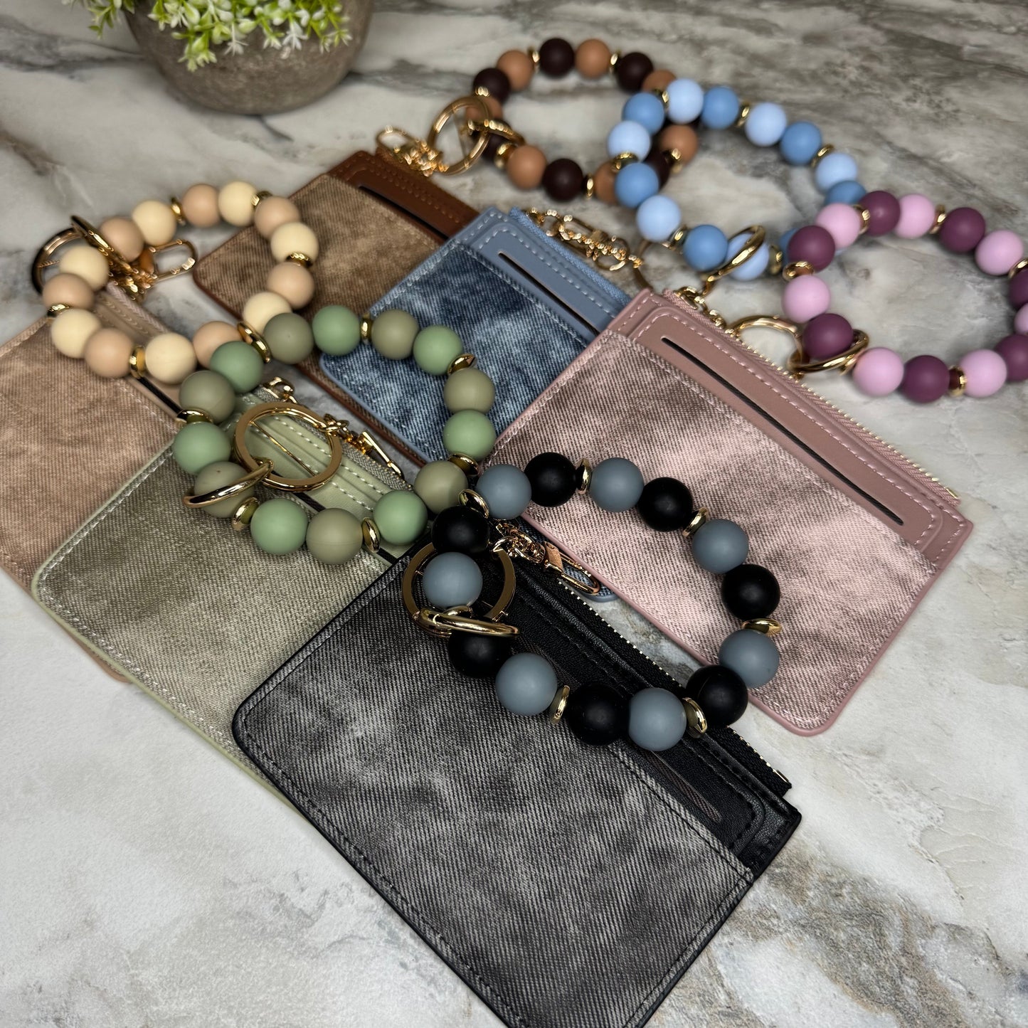 Denim Suede Bracelet Keychain & Card Holder Wallet - PREORDER 9/18-9/21