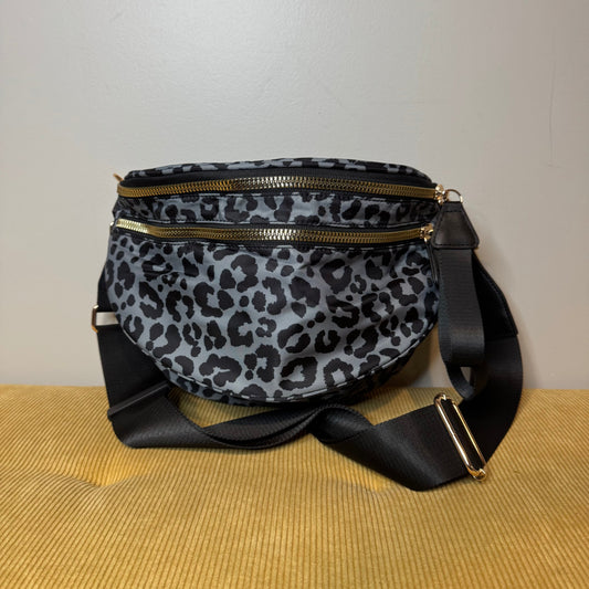 The Roni Nylon Crossbody - Animal Print Grey with Black