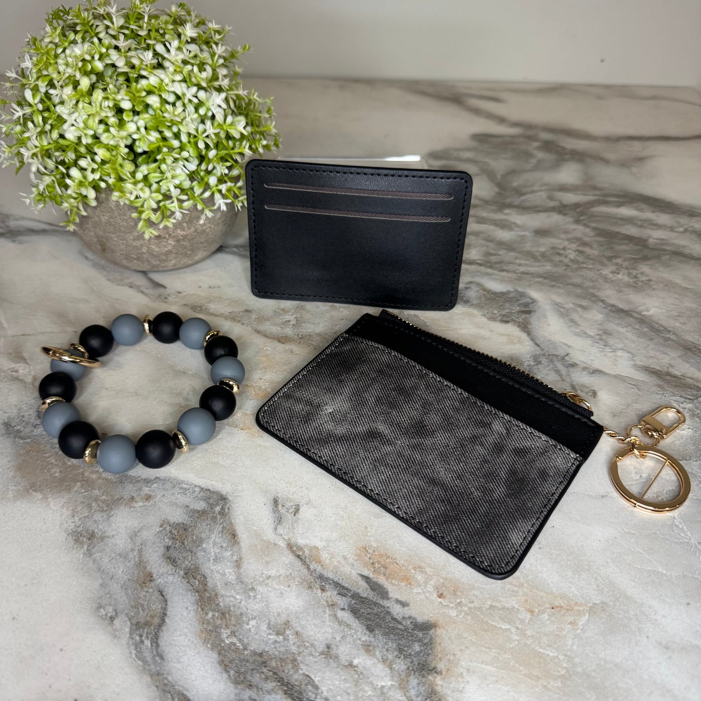 Denim Suede Bracelet Keychain & Card Holder Wallet - PREORDER 9/18-9/21