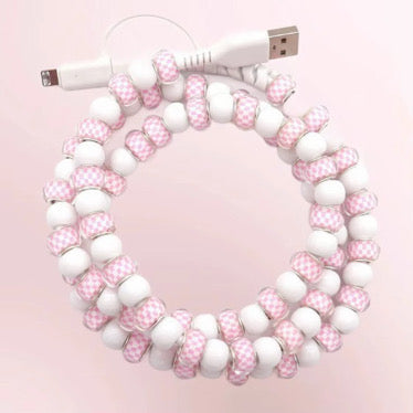 Charging Cord - Beaded - Clear Design - PREORDER
