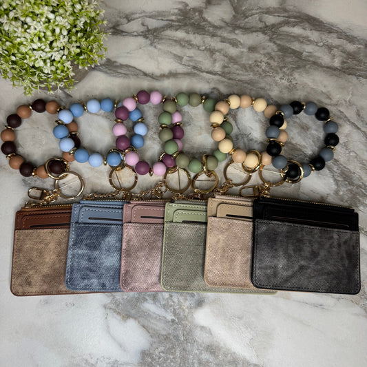 Denim Suede Bracelet Keychain & Card Holder Wallet - PREORDER 9/18-9/21