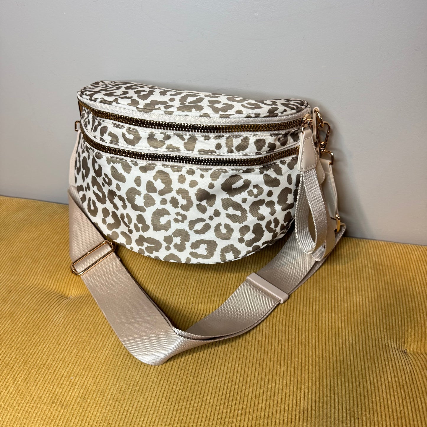 The Roni Nylon Crossbody - Animal Print Beige