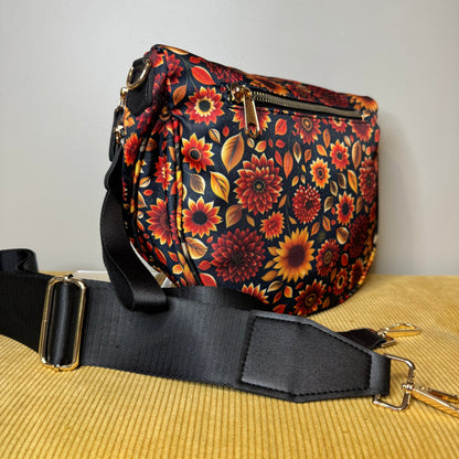 Roni - Nylon Crossbody - Moody Crimson Floral