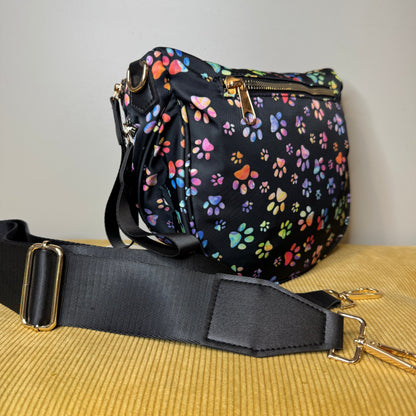 Roni - Nylon Crossbody - Rainbow Paw Print