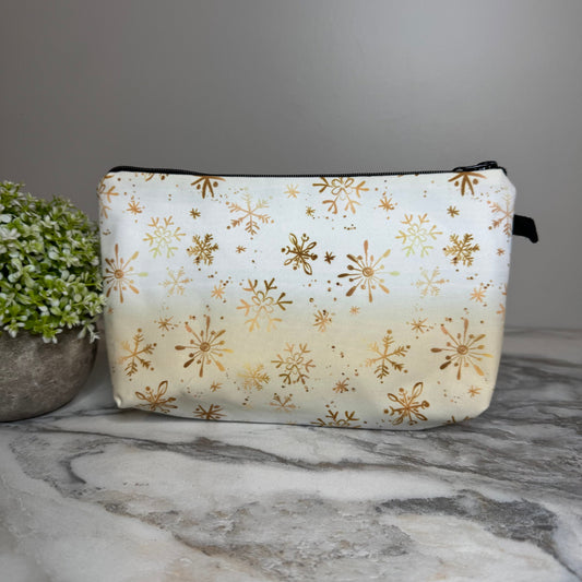 Pouch - Holiday Christmas - Snowflake Gold