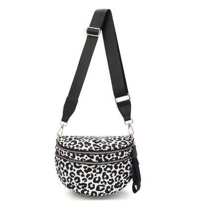 The Roni Nylon Crossbody - Animal Print White with Black