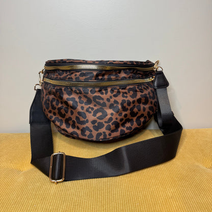The Roni Nylon Crossbody - Animal Print Black & Caramel - PREORDER