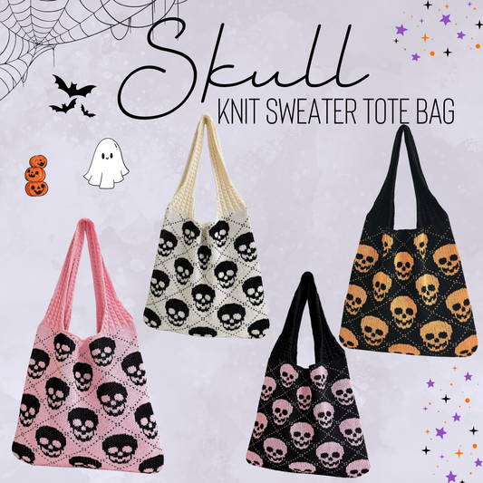Tote Bag - Knit Sweater - Halloween Skull - PREORDER