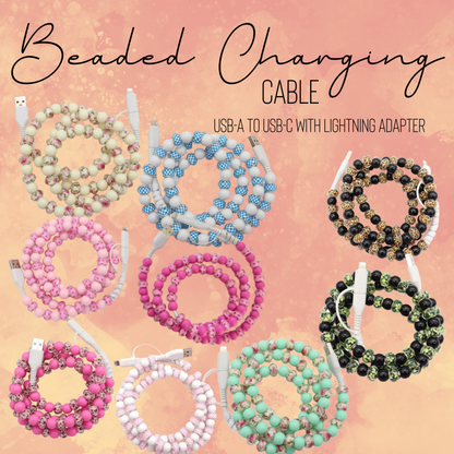 Charging Cord - Beaded - Clear Design - PREORDER