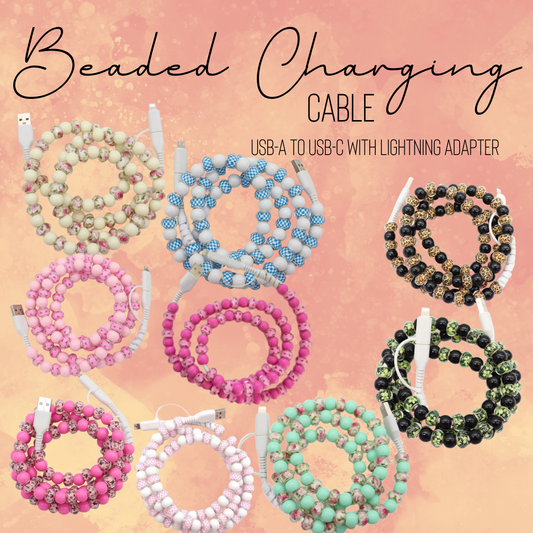 Charging Cord - Beaded - Clear Design - PREORDER