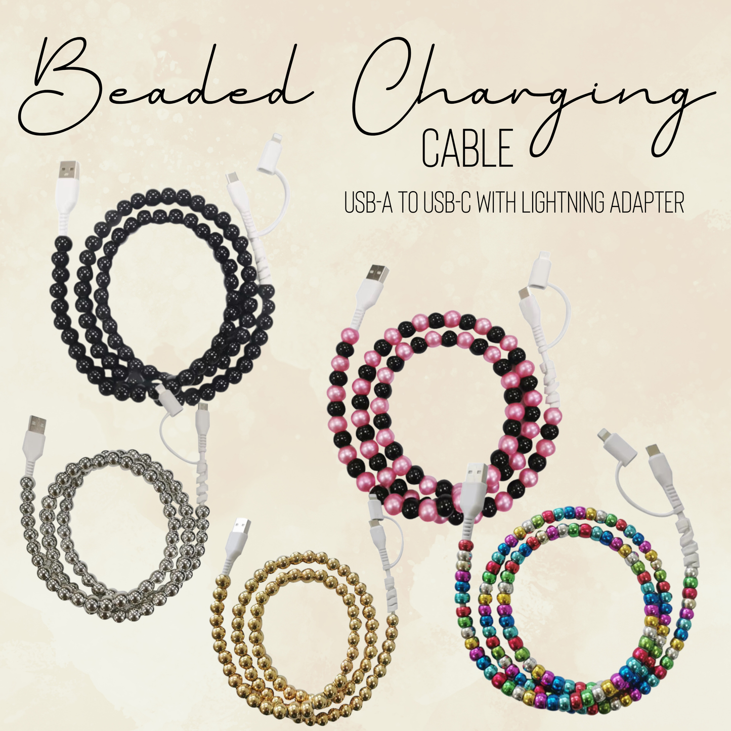 Charging Cord - Beaded #3 - PREORDER